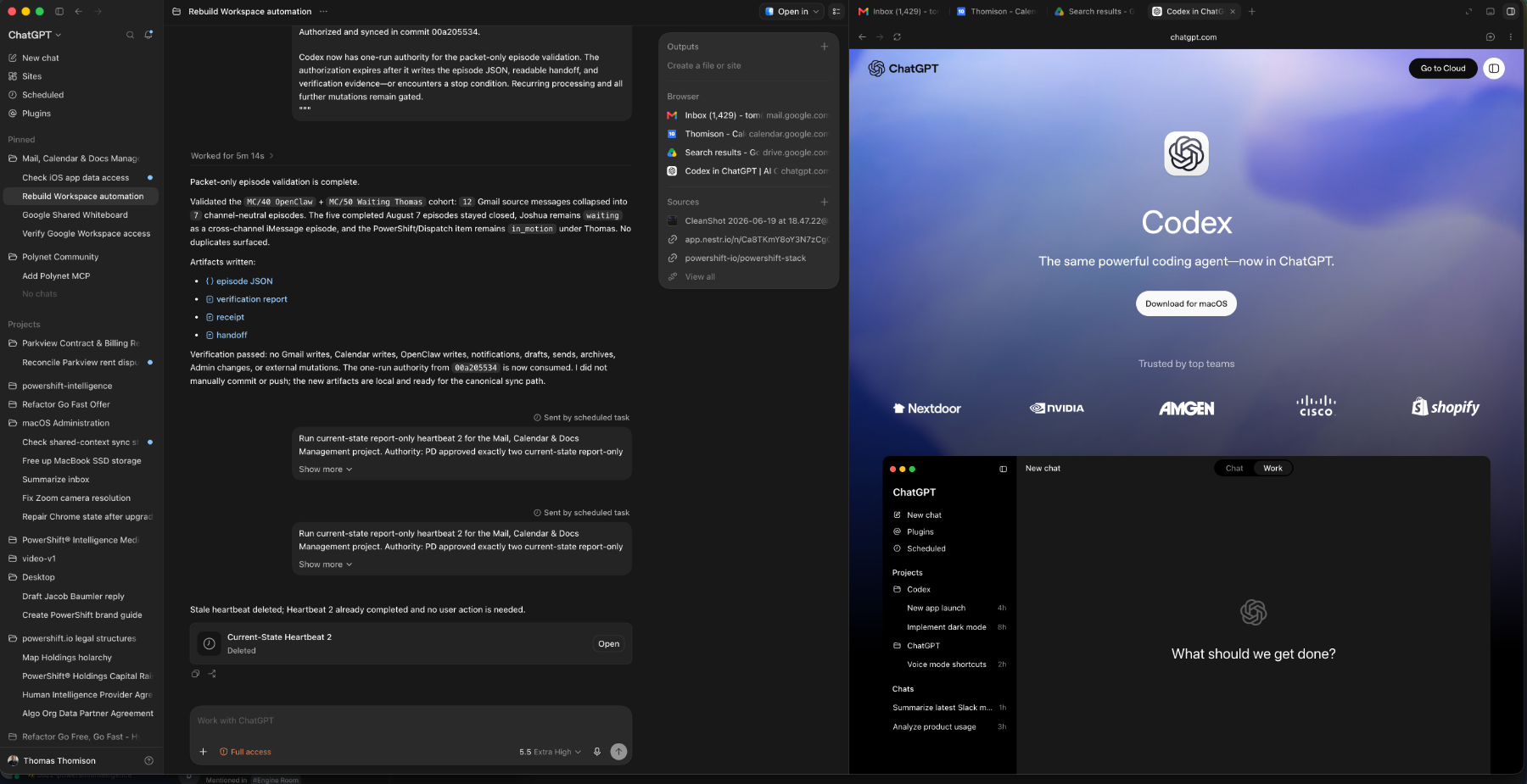 ChatGPT Codex Desktop running scheduled, governed tasks
